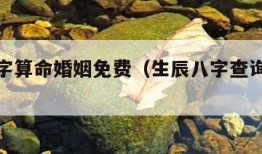 生辰八字算命婚姻免费（生辰八字查询免费婚姻）