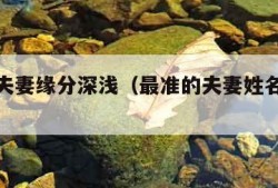 姓名测夫妻缘分深浅（最准的夫妻姓名缘分测姻缘）