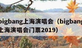 bigbang上海演唱会（bigbang上海演唱会门票2019）