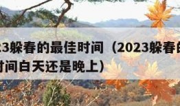 2023躲春的最佳时间（2023躲春的最佳时间白天还是晚上）