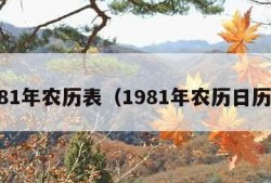 1981年农历表（1981年农历日历表）