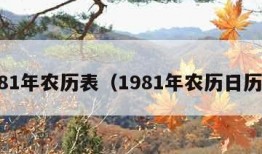 1981年农历表（1981年农历日历表）