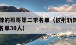 披荆斩棘的哥哥第二季名单（披荆斩棘的哥哥第二季名单30人）