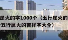 五行属火的字1000个（五行属火的字1000个五行属火的吉祥字大全）