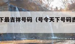 号令天下最吉祥号码（号令天下号码吉凶测试汉程）