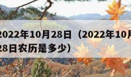 2022年10月28日（2022年10月28日农历是多少）