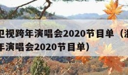 浙江卫视跨年演唱会2020节目单（浙江卫视跨年演唱会2020节目单）