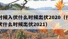 什么时候入伏什么时候出伏2020（什么时候入伏什么时候出伏2021）