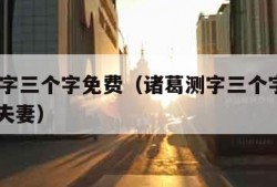 诸葛测字三个字免费（诸葛测字三个字免费2345我夫妻）