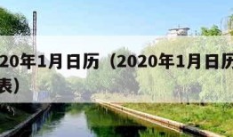 2020年1月日历（2020年1月日历全年表）